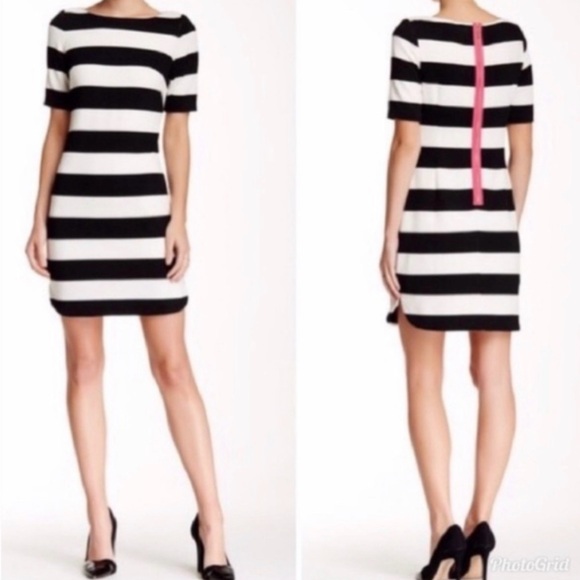Eliza J Dresses & Skirts - Eliza J White and Pink Sheath Mini Dress with Cuffed Sleeves